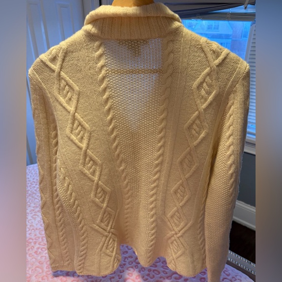Ralph Lauren Lambs Wool Cream Cable Knit Sweater Cardigan Size: M - Picture 3 of 10